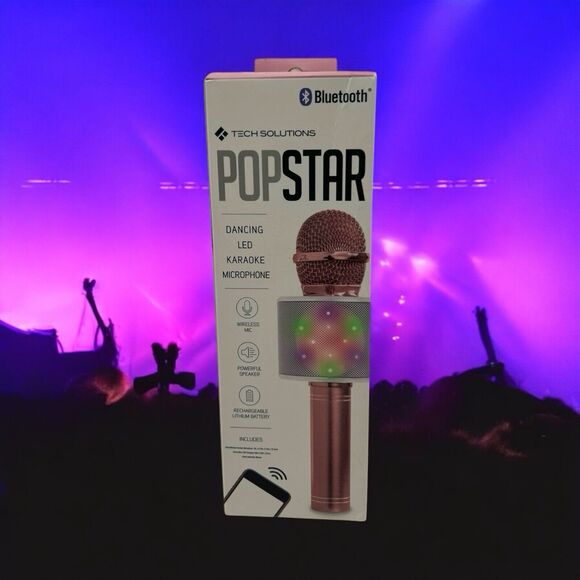 Karaoke Studio Bluetooth Microphone Pink Tech Solutions Dancing LED Speaker - Picture 1 of 12